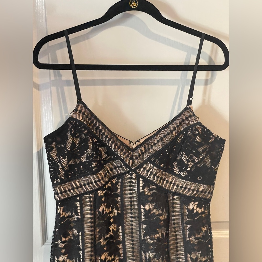 Saylor Black Lace Nude Lined Midi Dress Large NWT - Picture 4 of 8